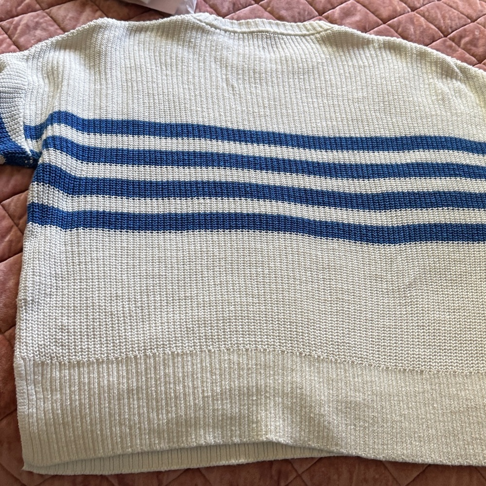 Faherty Miramar Stripe Linen & Organic Cotton Sweater Medium - Picture 9 of 10